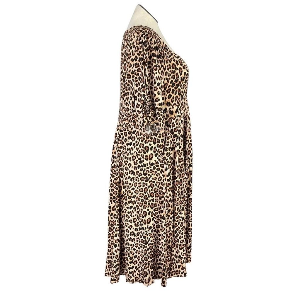 Torrid Dress Womens 3X Leopard Print Retro Chic Brown Midi Sweetheart Neck Plus - Picture 4 of 9